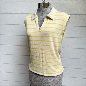 Splendid | Super Soft Cream and Yellow Collared Tank – Coastal Casual | Size L